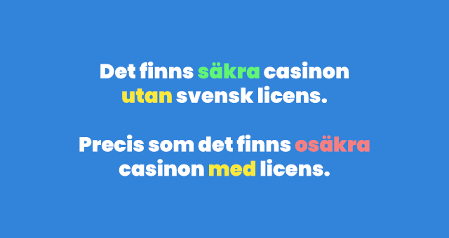 säkra casinon utan licens för spel i Sverige
